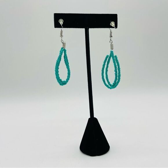 Turquoise Beaded Braided Multi Strand Necklace and Earring Set - Picture 9 of 9